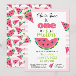 Invitación Una en una sandía de melón melón Niña Primer cumpl