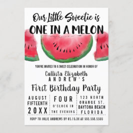 Invitación Una en una sandía de melón Melón Primer cumpleaños