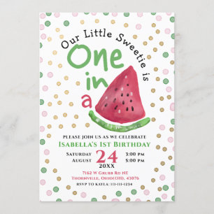 Invitación Una en una sandía Melón Primer Fiesta de cumpleaño