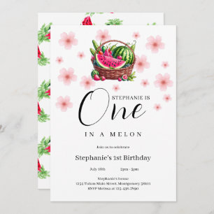Invitación Una en una sandía melónica de melón Fiesta de cump