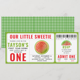 Invitación Una en una sandía Purpurina Melón Primer cumpleaño
