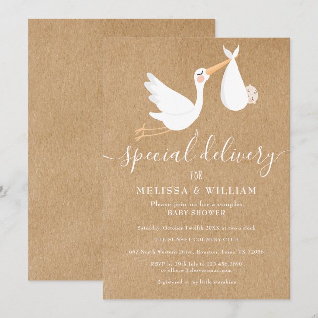 Invitación Una entrega especial de bebé para parejas Shower / (Anverso / Reverso)