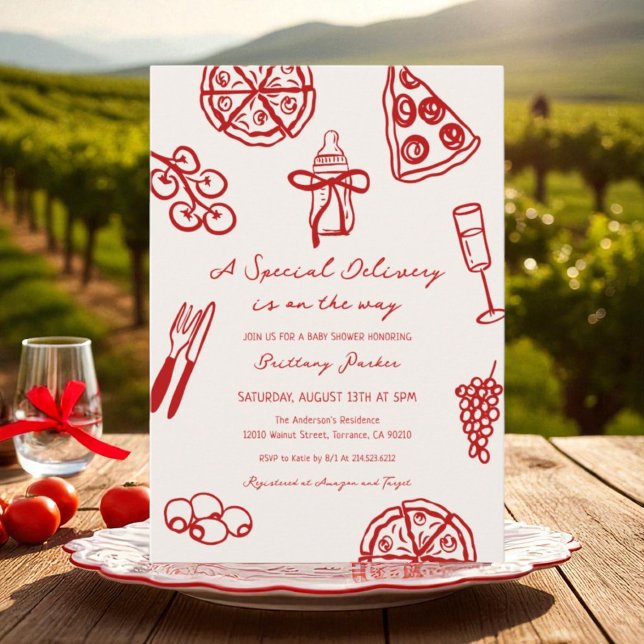 Invitación Una entrega especial en el camino de Pizza Baby Sh (Subido por el creador)