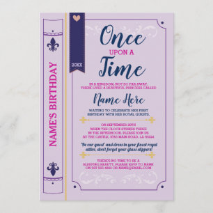 Invitación Una Época, la princesa de cumpleaños del libro de