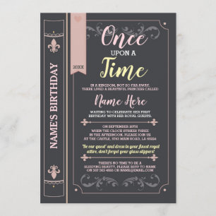 Invitación Una Época, la princesa del cumpleaños del libro de