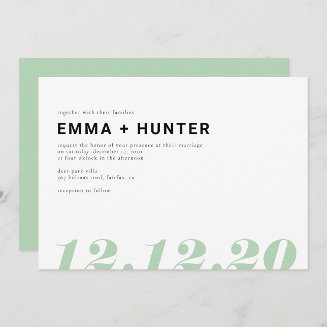 Invitación Una fecha simple (Anverso / Reverso)