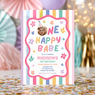 Invitación Una feliz bebé fiesta de cumpleaños número 1 paste