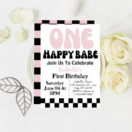 Invitación Una feliz bebé personalizado niña 1er primer cumpl