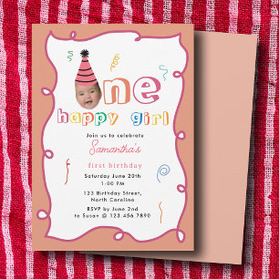 Invitación Una Feliz Cumpleaños Divertido 1er Cumpleaños Cara
