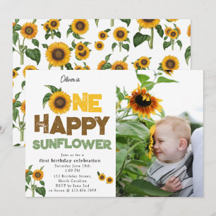 Invitación Una Feliz Girasol 1er Cumpleaños de Verano Foto