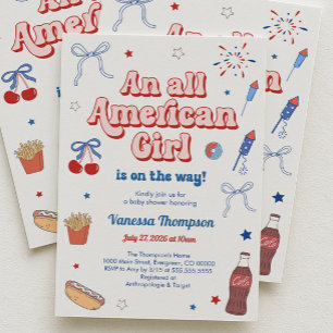Invitación Una Fiesta de Bebé para una Chica Americana Total