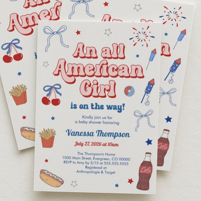 Invitación Una Fiesta de Bebé para una Chica Americana Total (Subido por el creador)