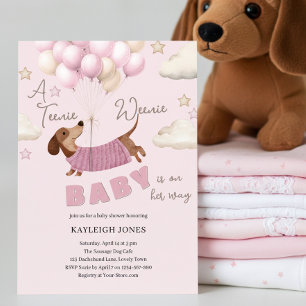 Invitación Una fiesta de bebé para una niña con un dachshund 