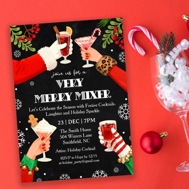 Invitación Una fiesta de cócteles de Navidad muy alegre (Subido por el creador)