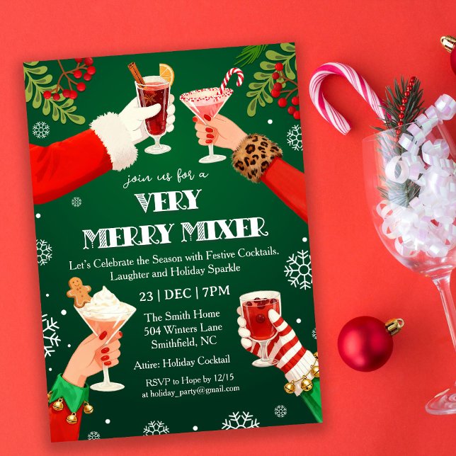 Invitación Una fiesta de cócteles de Navidad muy alegre (Subido por el creador)