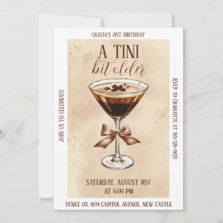 Invitación Una fiesta de cumpleaños con martini de espresso u