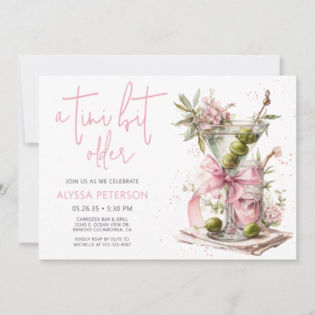 Invitación Una fiesta de cumpleaños con un guión rosa un poco (Anverso)