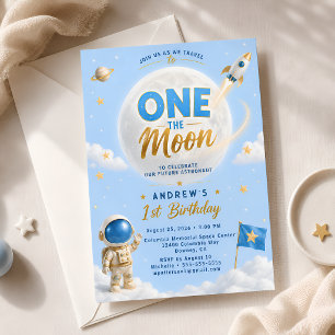 Invitación Una fiesta de cumpleaños del astronauta en la luna
