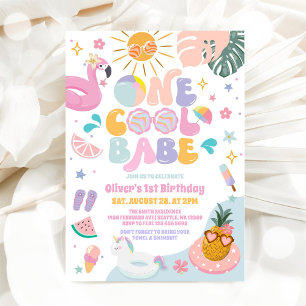 Invitación Una Fiesta de Piscina de una Bebé Genial Cumpleaño