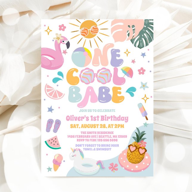 Invitación Una Fiesta de Piscina de una Bebé Genial Cumpleaño (Subido por el creador)