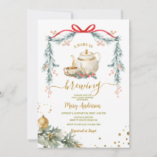 Invitación Una fiesta de té de Navidad de Baby Shower de 'Un 
