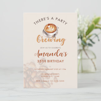 Invitación Una fiesta está preparando café Cumpleaños de cual