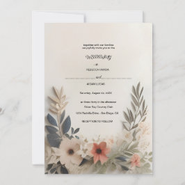 Invitación una flor de papel con fondo blanco
