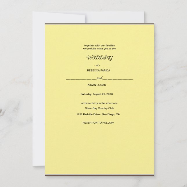 Invitación una flor de papel con fondo blanco (Anverso)