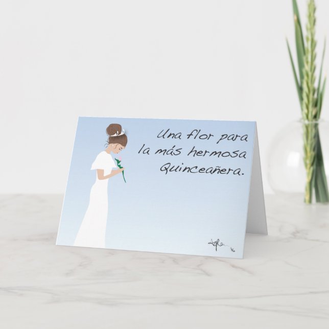 Invitación Una flor para la quinceañera (Anverso)