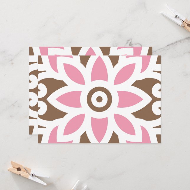 Invitación una flor rosa de fondo marrón (Anverso/Reverso In Situ)