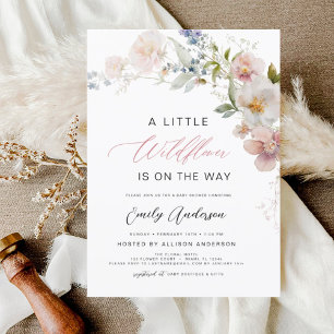 Invitación Una flor silvestre Baby Shower elegante floral