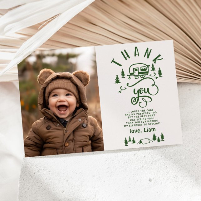 Invitación Una foto de agradecimiento de Camper Happy Birday (Subido por el creador)