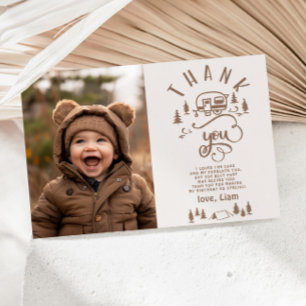 Invitación Una foto de agradecimiento de Camper Happy Birday