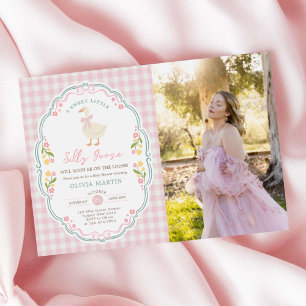 Invitación Una foto de cumpleaños de una niña tonta con lazo