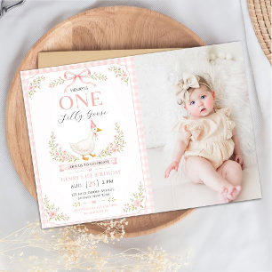 Invitación Una foto de cumpleaños de una oca tonta de rosa fl