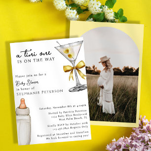 Invitación Una Foto de Tini One con Lazo Amarillo para Baby S