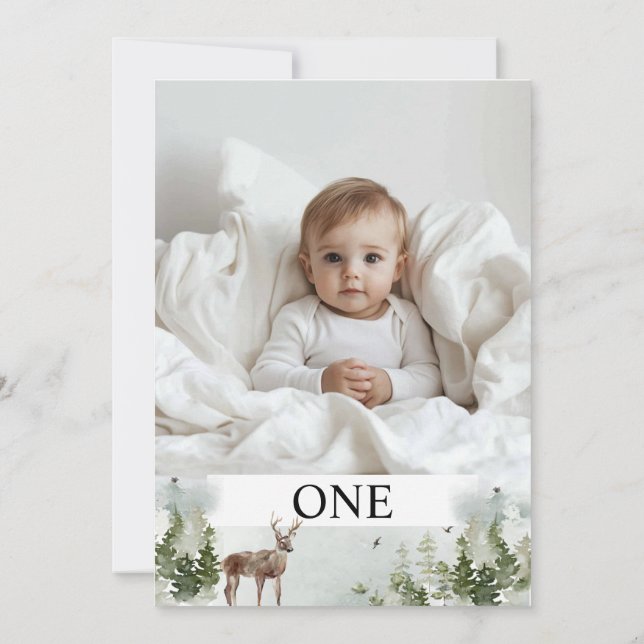 Invitación Una foto | Mi primer año | Personalizado (Reverso)