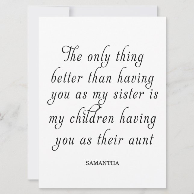 Invitación Una hermana es un regalo para el corazón (Anverso)