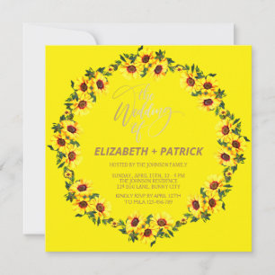 Invitación Una hermosa corona de girasoles,