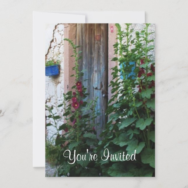 Invitación Una hermosa puerta azul antigua rústica en CRETA,  (Anverso)