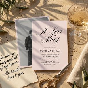 Invitación Una historia de amor Foto Boda Elegante
