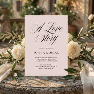 Invitación Una historia de amor Rubor Minimalista Elegante