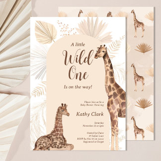 Invitación Una jirafa salvaje de Safari Género Baby Shower ne