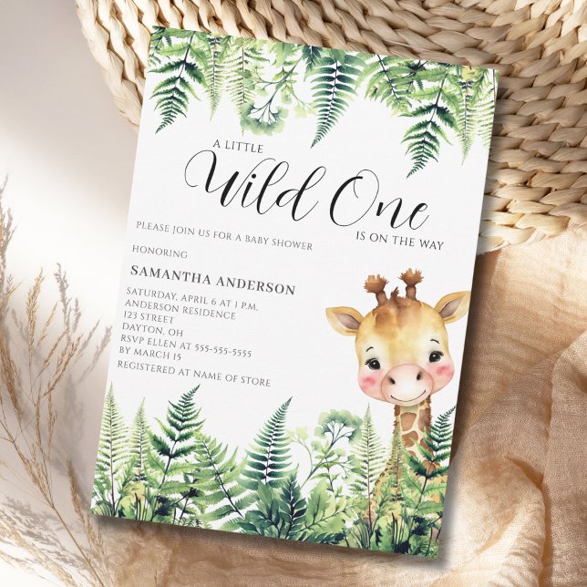 Invitación Una jirafa salvaje género Baby Shower neutral (Subido por el creador)