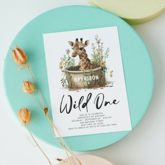 Invitación Una jirafa salvaje un lindo animal de cumpleaños (Subido por el creador)