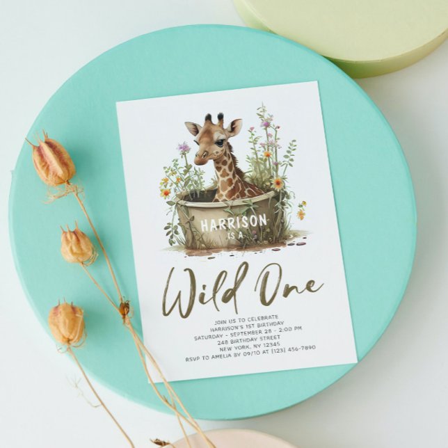 Invitación Una jirafa salvaje un lindo animal de cumpleaños (Subido por el creador)