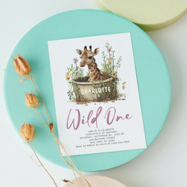 Invitación Una jirafa salvaje un lindo animal de cumpleaños (Subido por el creador)