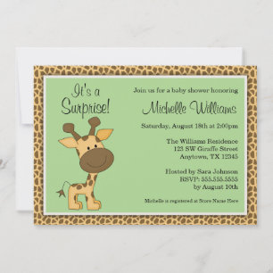 Invitación Una jirafa verde suave y un Baby Shower neutro