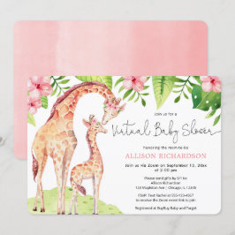 Invitación Una linda jirafa safari virtual de Baby Shower