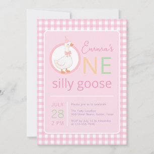 Invitación Una loca gansa chica del sombrero de fiesta rosa c